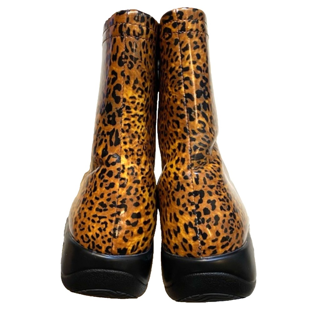ALEGRIA Raina Rain Boots LEOPARD PRINT Side Zipper SLIP RESISTANT Sole 38/8-8.5 - Picture 6 of 9